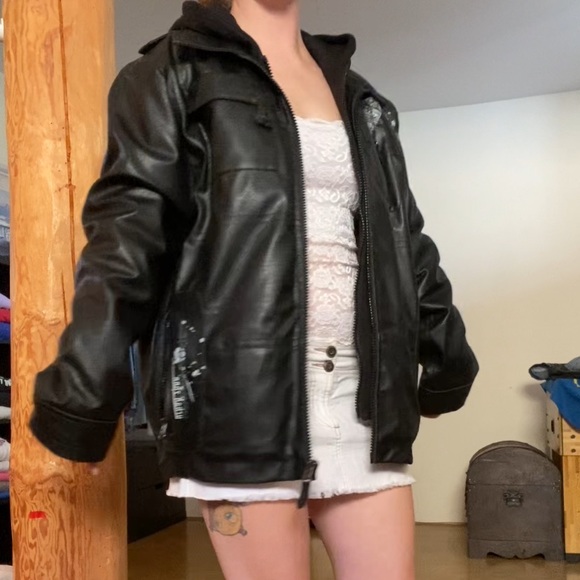 West Coast Connection Leather Coat with Hood - Picture 2 of 5